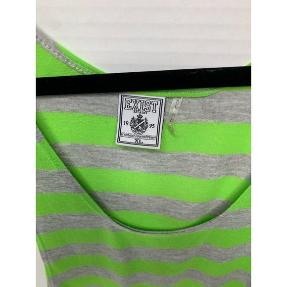 Exist Womens Size XL Tank Top Shirt Green Gray Striped Sleeveless - Picture 3 of 3